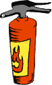 roter Handfeuerlöscher mit Schlauch