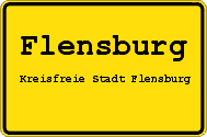 Flensburger Ortsschild mit Zusatz Kreisfreie Stadt