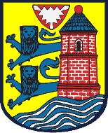 Flensburger Stadtwappen Löwen in dunkelblau