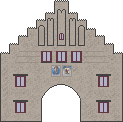 Wahrzeichen Flensburger Nordertor (Nordseite mit Wappen) farbig und detailliert