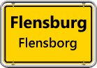 Flensburger Ortsschild mit dänischem Zusatz Flensborg