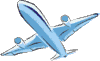 zweistrahlige Passagiermaschine weiß blau im Flug von unten