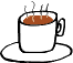 dampfende Tasse Kaffee im weißen Becher