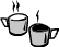 2 dampfende Kaffeebecker grau