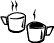2 dampfende Kaffeebecker weiss