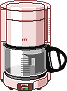 Kaffeemaschine rose mit leerer Glaskanne