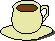 graugelbe Tasse Kaffee auf Untertasse