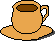 orange Tasse Kaffee auf Untertasse