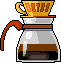 Glaskanne halb gefüllt mit Kaffee