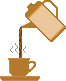 Kanne schenkt Kaffee in Tasse ein