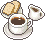 Tasse Kaffee plus Milchkännchen plus Kekse