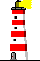 Leuchtturm rot weiß quer gestreift Licht rechts