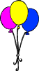 3 Luftballons pink gelb blau