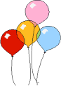 4 verschiedenfarbige durchscheinende Luftballons
