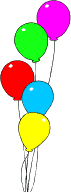 5 verschiedenfarbige Luftballons übereinander