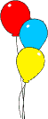 3 Luftballons gelb blau rot