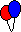 2 Luftballons rot blau