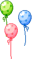 3 Luftballons rot grün blau mit Sternmotiv