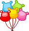 5 verschiedenfarbige Luftballons im Teddylook