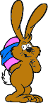 Osterhase mit einem pinken Ei auf dem Rücken
