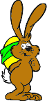 Osterhase mit einem gelben Ei auf dem Rücken
