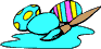 Pinsel blau mit 3 Ostereiern