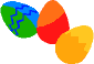 3 bunt bemalte Osterei