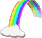 voller Regenbogen aus einer Wolke kommend nach hinten verlaufend