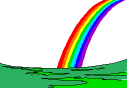 halber Regenbogen über Grünland