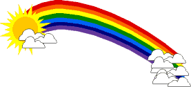 Regenbogen zwischen Sonne und Wolken