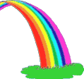 halber Regenbogen der im Gras endet