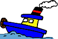 kleiner Bugsierschlepper blauer Rumpf