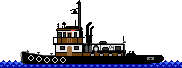 Bugsierschlepper schwarzer Rumpf