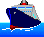 Kreuzfahrtschiff von vorne dunkelblauer Rumpf