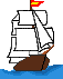 Segelschiff brauner Rumpf von vorne