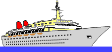 Kreuzfahrtschiff von der Seite grauer Rumpf 2 rote Schornsteine