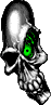 Totenkopf mit einem grünen Auge links