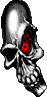 Totenkopf mit einem roten Auge links