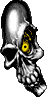 Totenkopf mit einem gelben Auge links