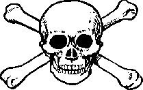 heller Totenkopf auf 2 gekreuzten Knochen  von vorne