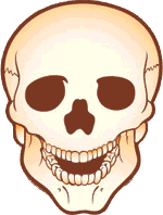 großer Totenkopf mit geöffnetem Kieferknochen