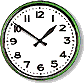 runde Wanduhr grüner Rahmen