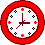 runde Wanduhr roter Rahmen