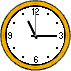 runde Uhr gelber Rahmen Anzeige 11:15 Uhr