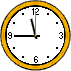 runde Uhr gelber Rahmen Anzeige 11:45 Uhr