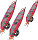 3 Windsurfer in Wettfahrt rote Masttaschen