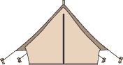 Zelt beige von vorne Eingang geschlossen