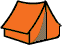 Steilwandzelt orange Eingang halb offen