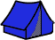 Steilwandzelt blau Eingang halb offen