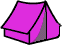 Steilwandzelt violett Eingang halb offen
